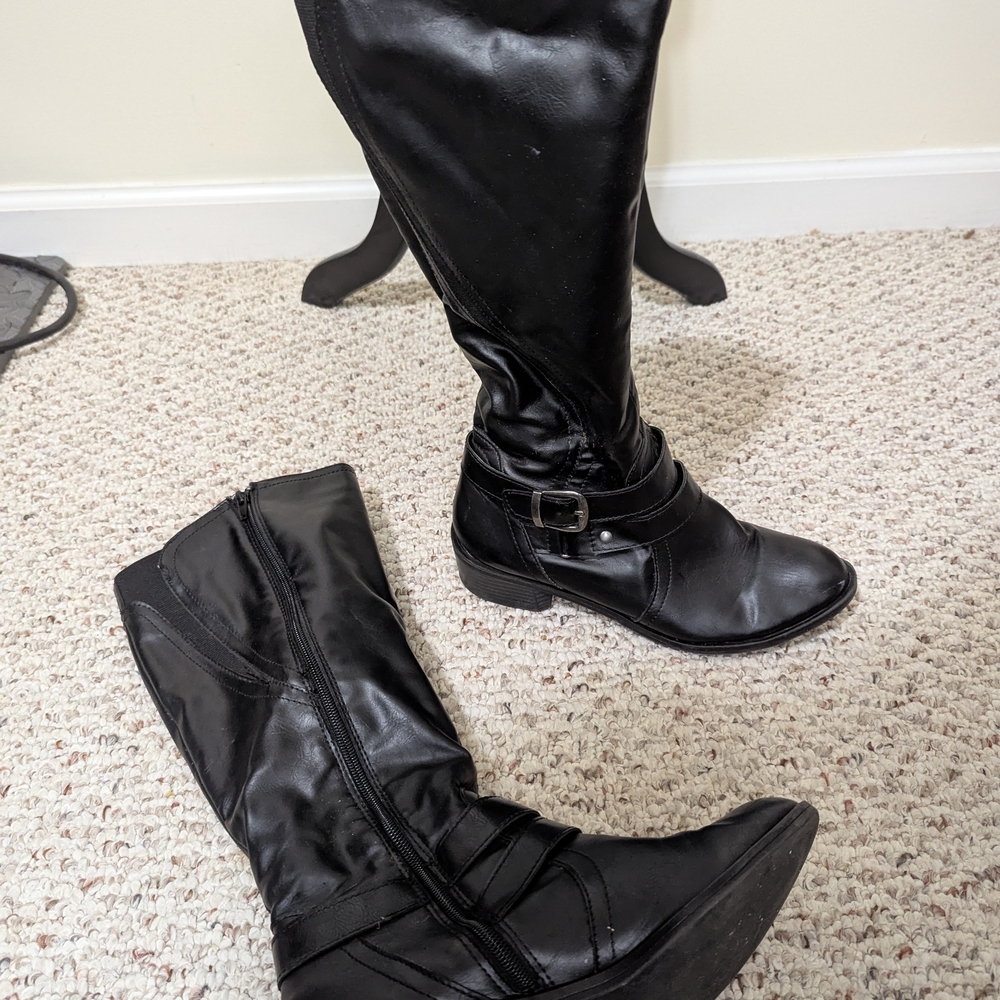Me Too Black Over the Knee Boots with Matte Finish